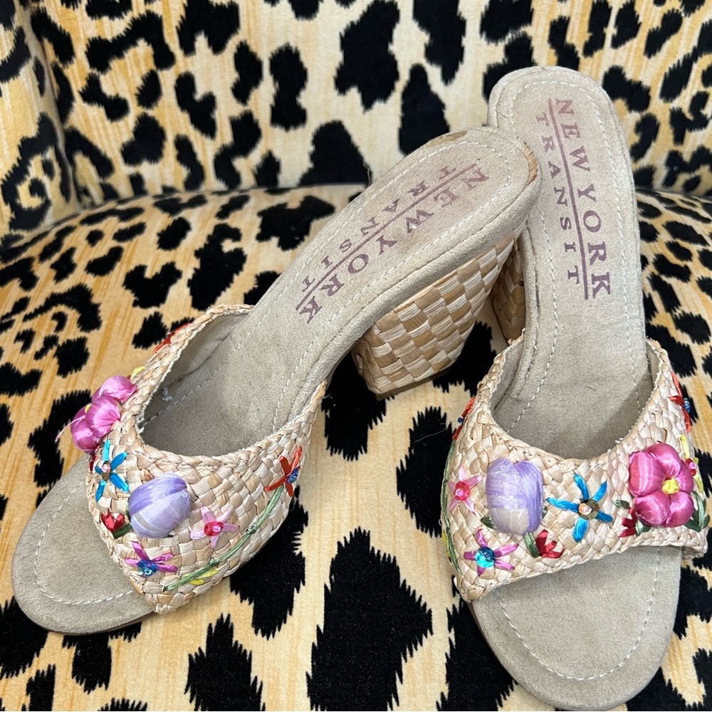 Y2K NY TRANSIT floral sandal mules size 7.5